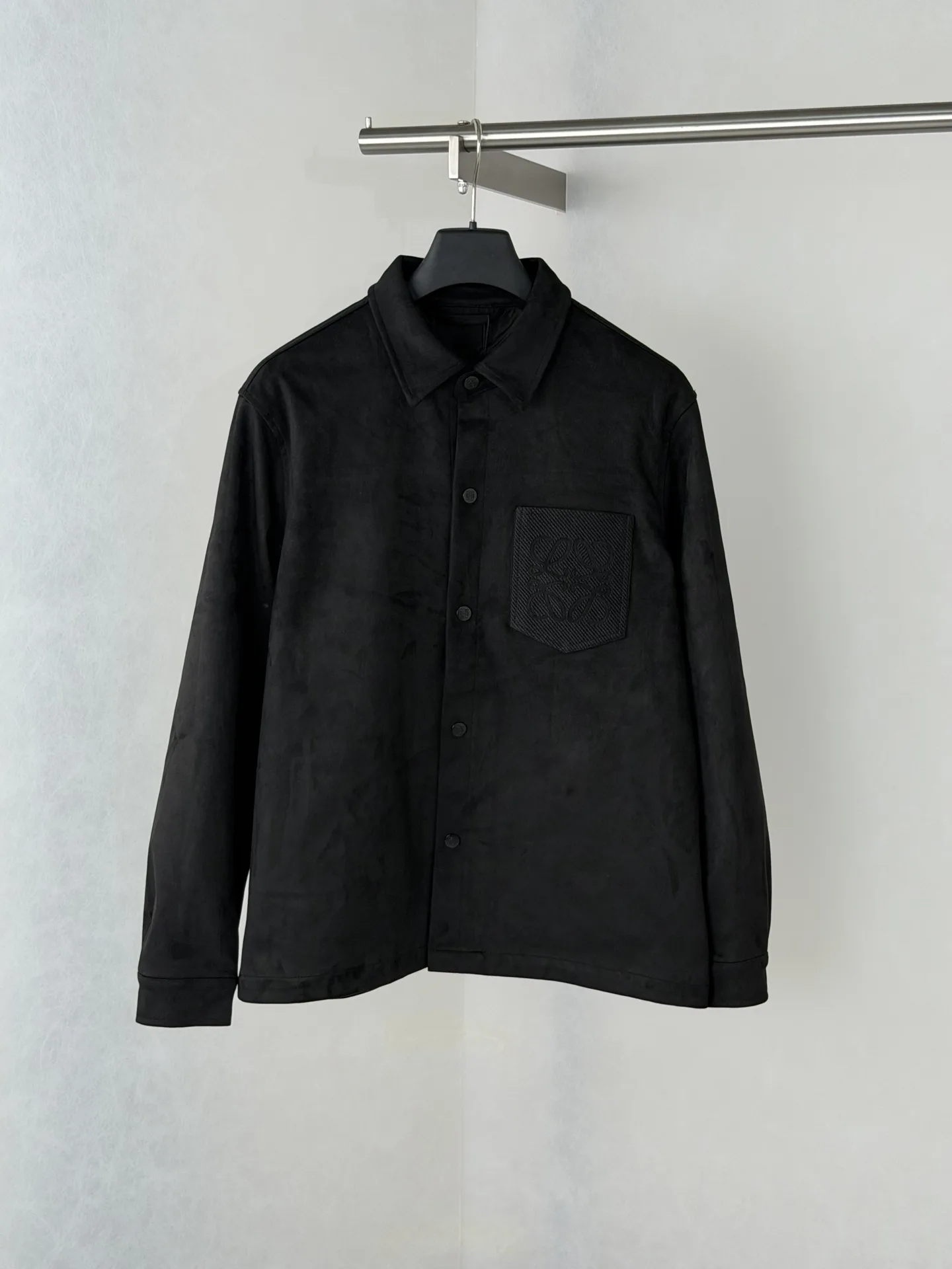 Anagram Embroidered Faux-Suede Overshirt D35518683
