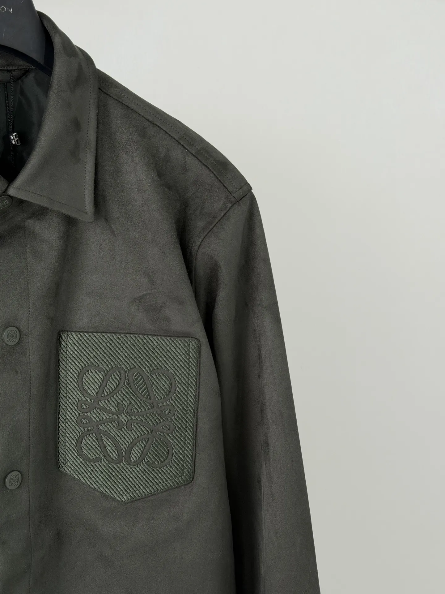 Anagram Embroidered Faux-Suede Shirt Jacket D35518682 — view 3