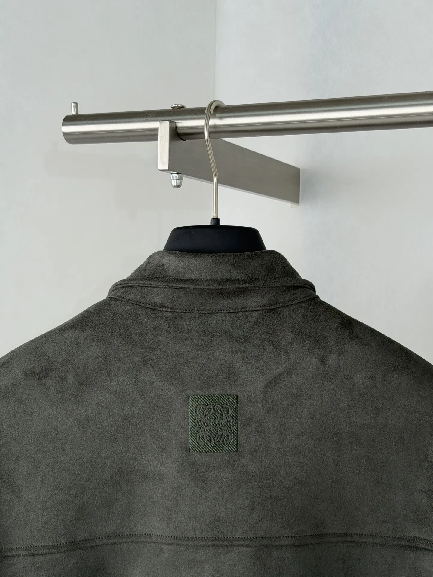 Anagram Embroidered Faux-Suede Shirt Jacket D35518682 — view 4