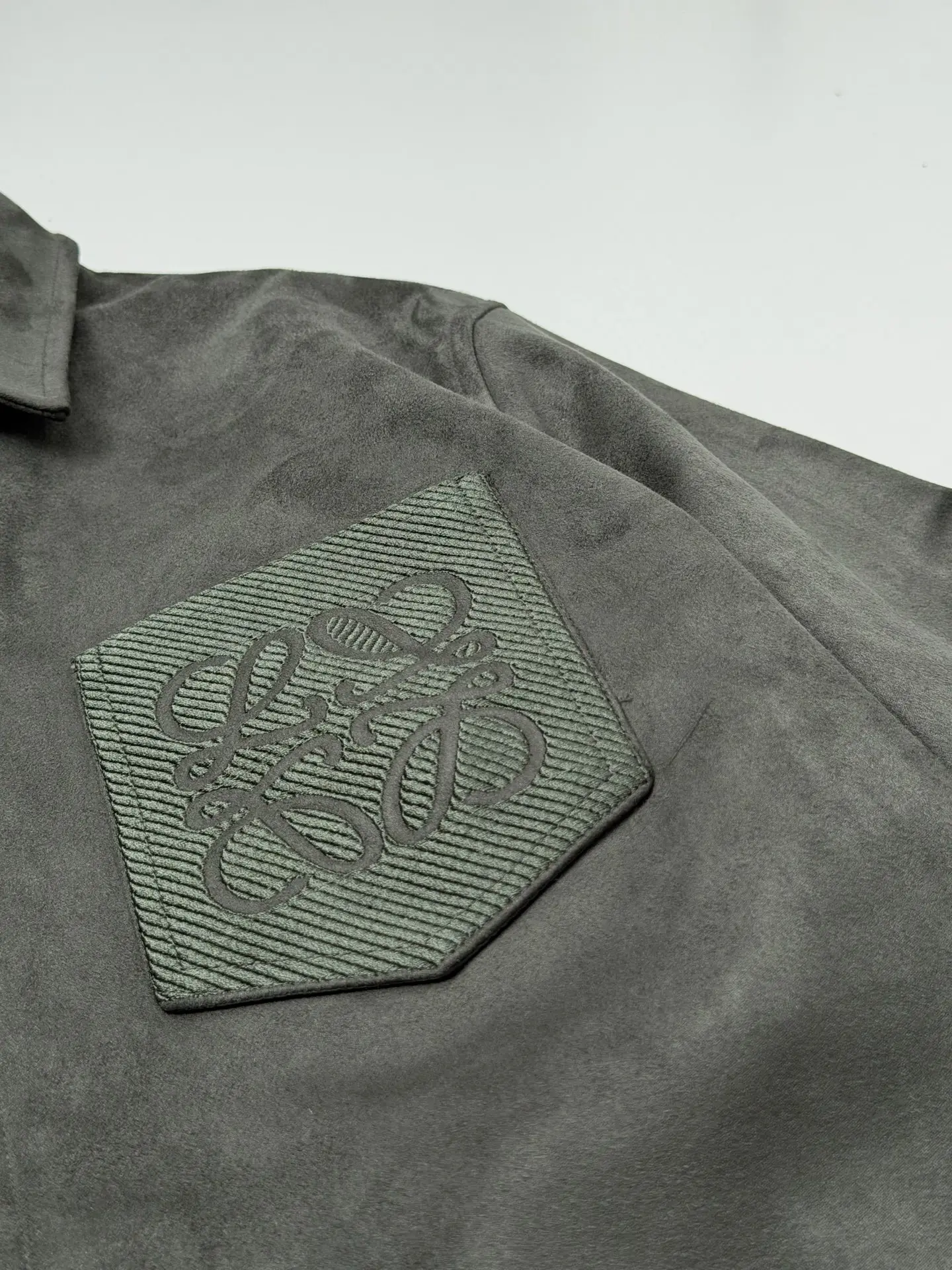 Anagram Embroidered Faux-Suede Shirt Jacket D35518682 — view 5