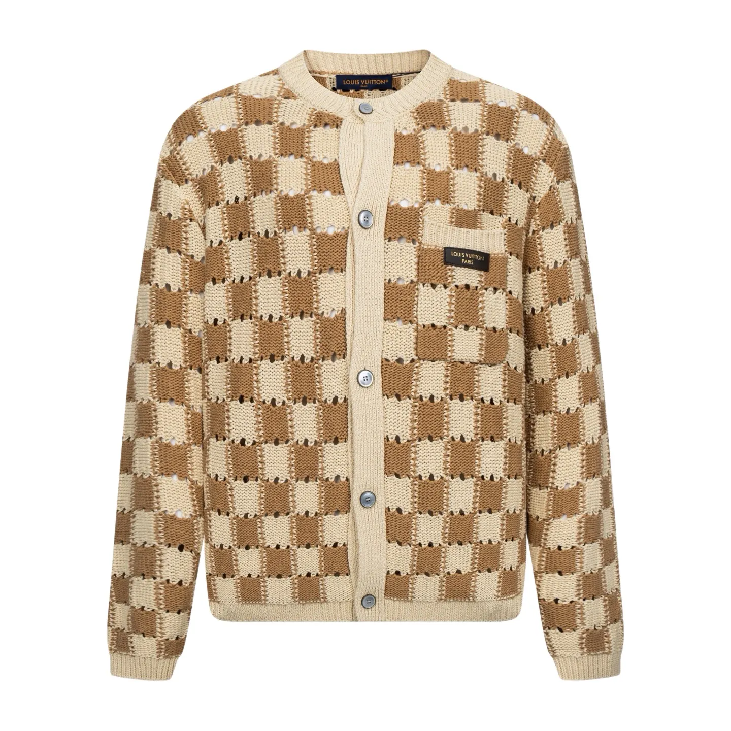 Damier Check Open-Knit Cotton Cardigan D36018780