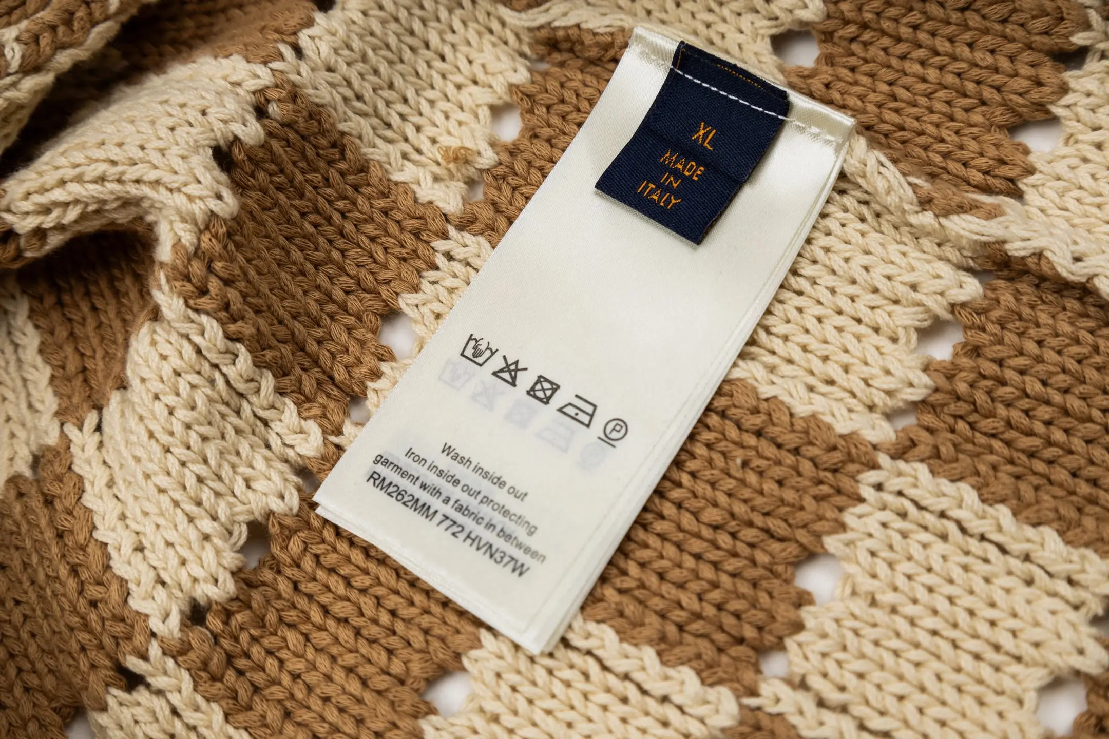 Damier Check Open-Knit Cotton Cardigan D36018780 — view 9