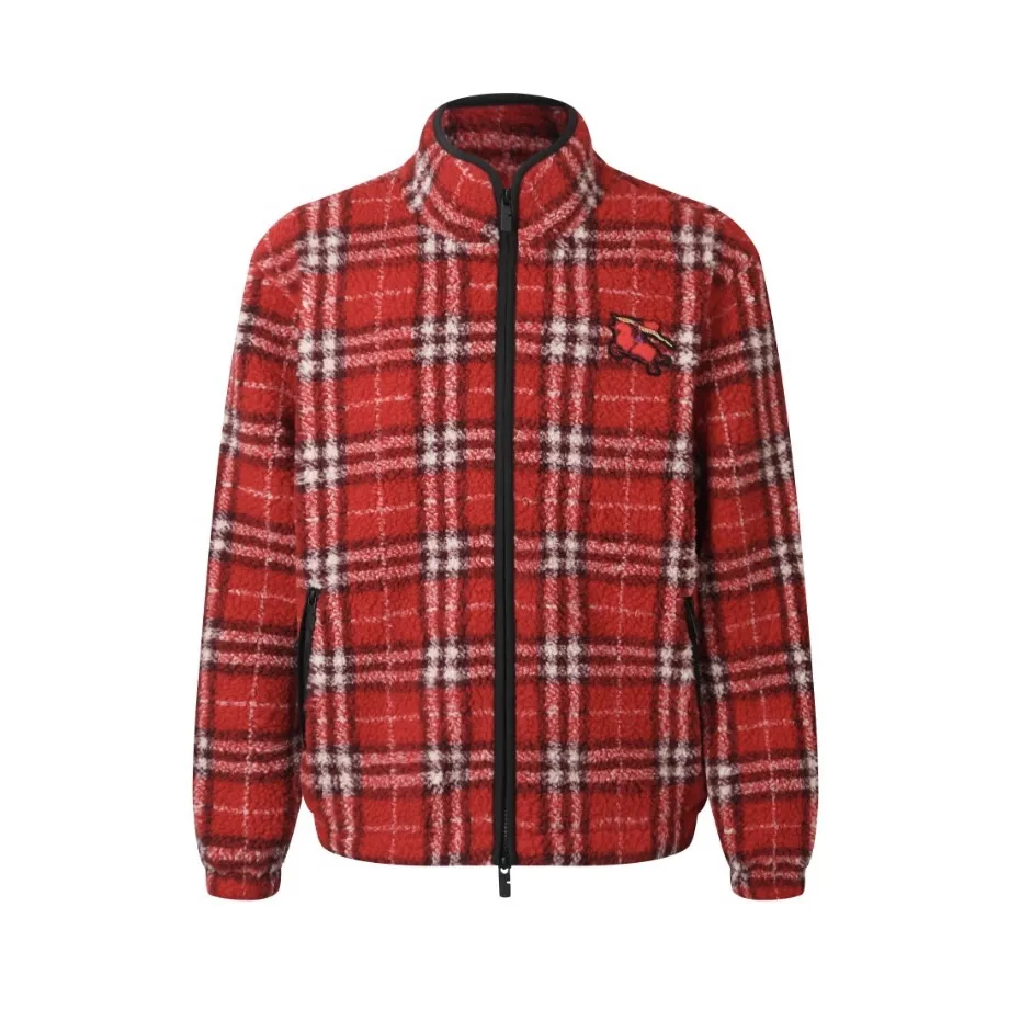 Check Wool-Blend Fleece Zip-Up Jacket D36014175