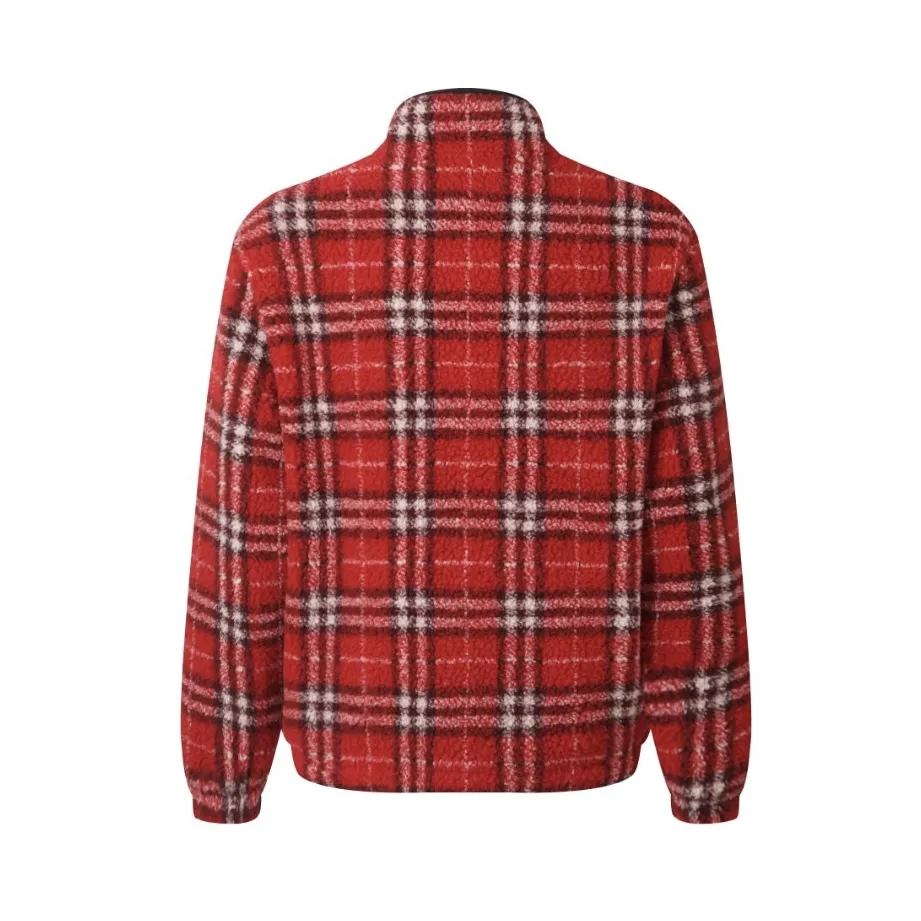 Check Wool-Blend Fleece Zip-Up Jacket D36014175 — view 2