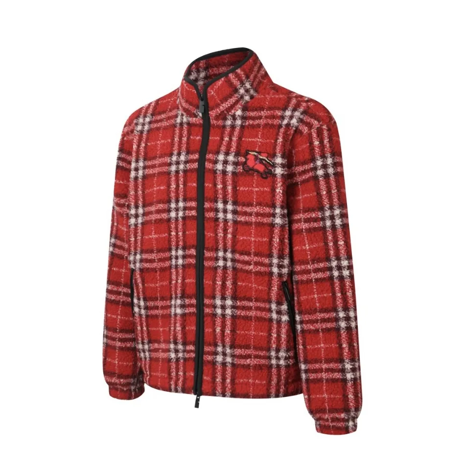 Check Wool-Blend Fleece Zip-Up Jacket D36014175 — view 3