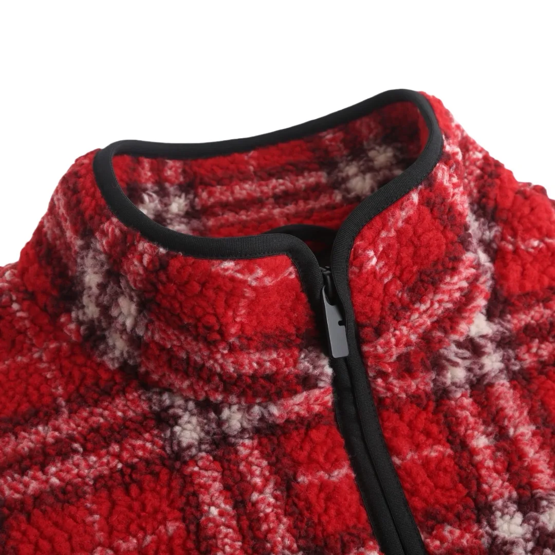Check Wool-Blend Fleece Zip-Up Jacket D36014175 — view 4