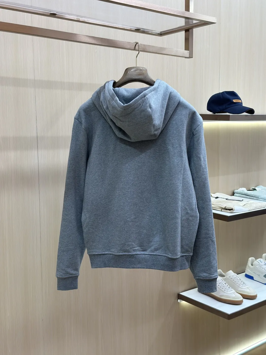 Leather-Trimmed Embroidered Zip-Up Hoodie D36020433 — view 2