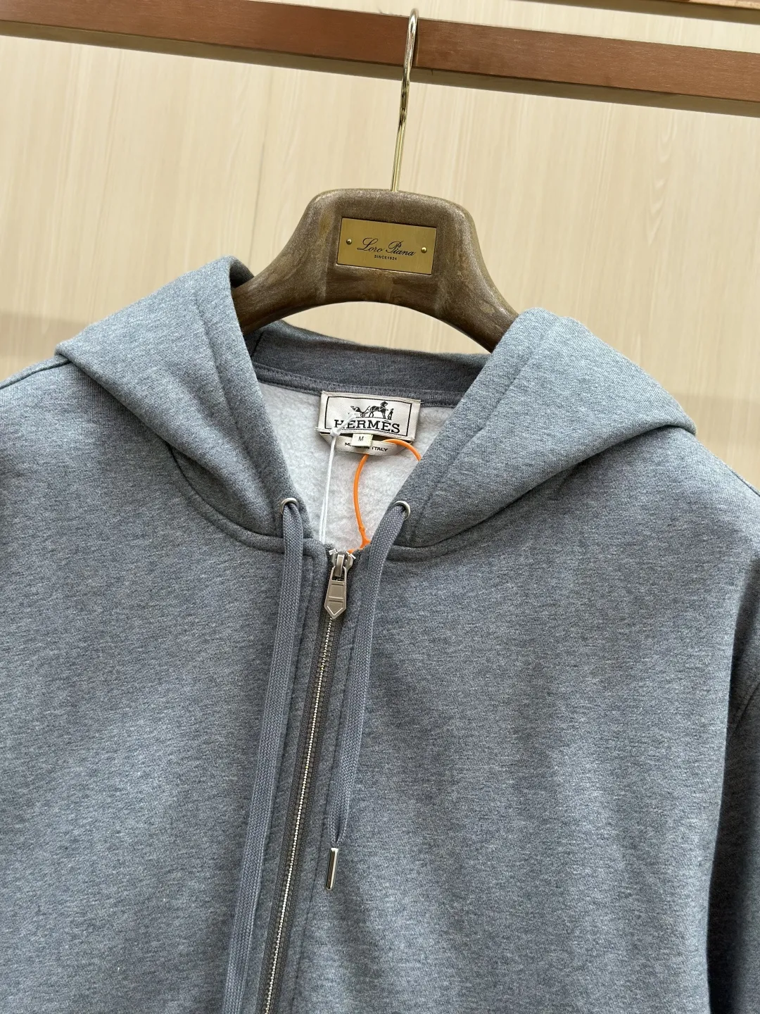 Leather-Trimmed Embroidered Zip-Up Hoodie D36020433 — view 5
