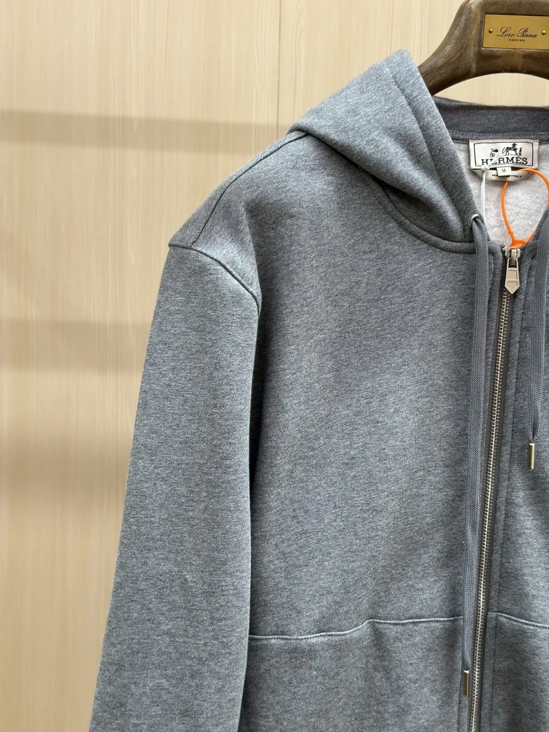 Leather-Trimmed Embroidered Zip-Up Hoodie D36020433 — view 6