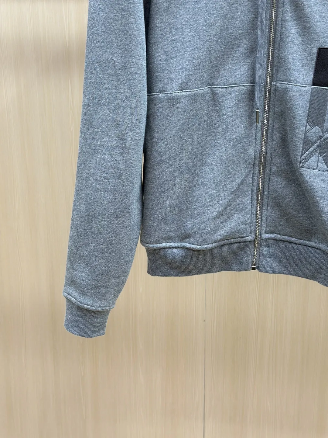 Leather-Trimmed Embroidered Zip-Up Hoodie D36020433 — view 8
