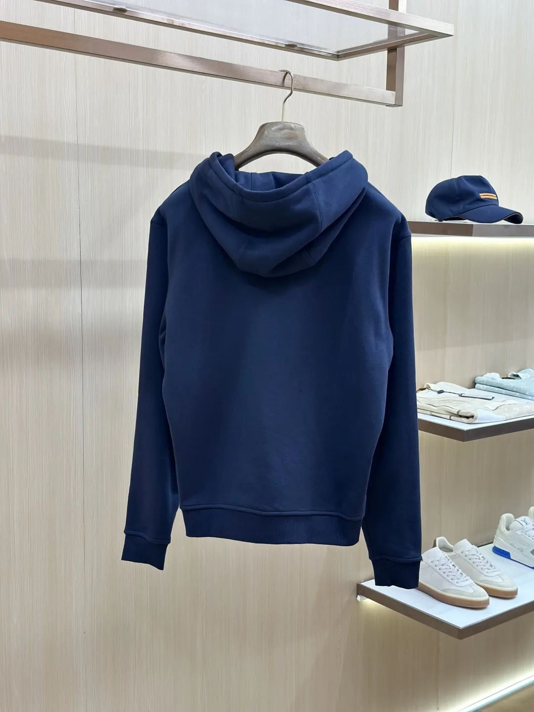 Embroidered Leather-Trim Zip-Up Hoodie D36020434 — view 2