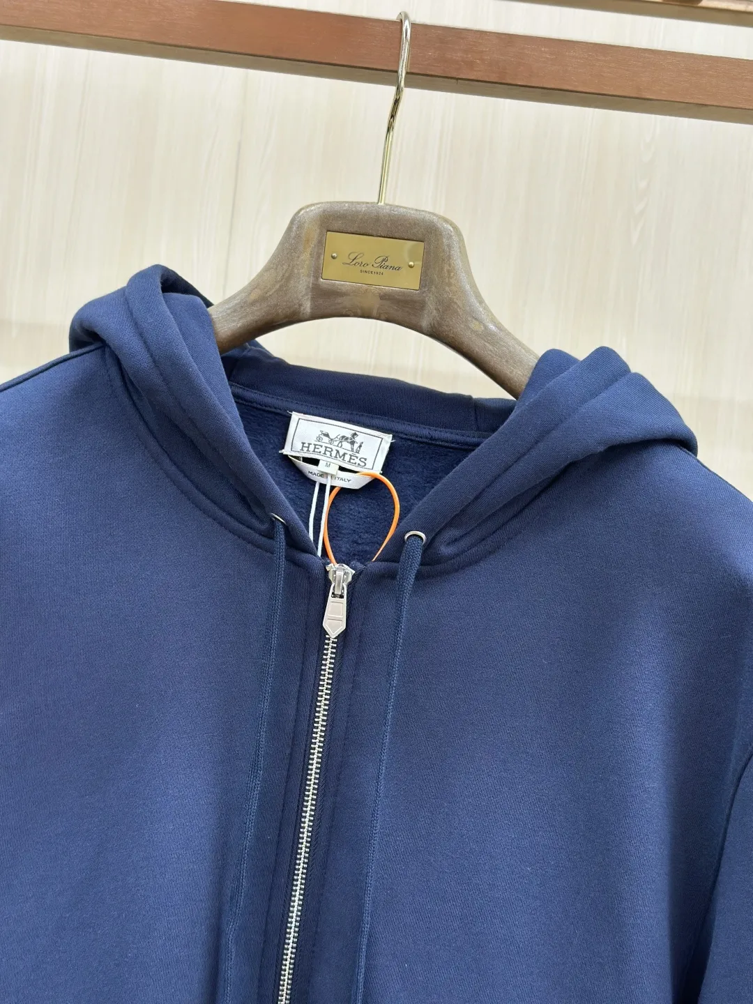 Embroidered Leather-Trim Zip-Up Hoodie D36020434 — view 5