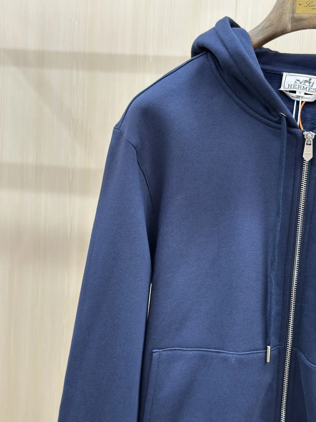 Embroidered Leather-Trim Zip-Up Hoodie D36020434 — view 6