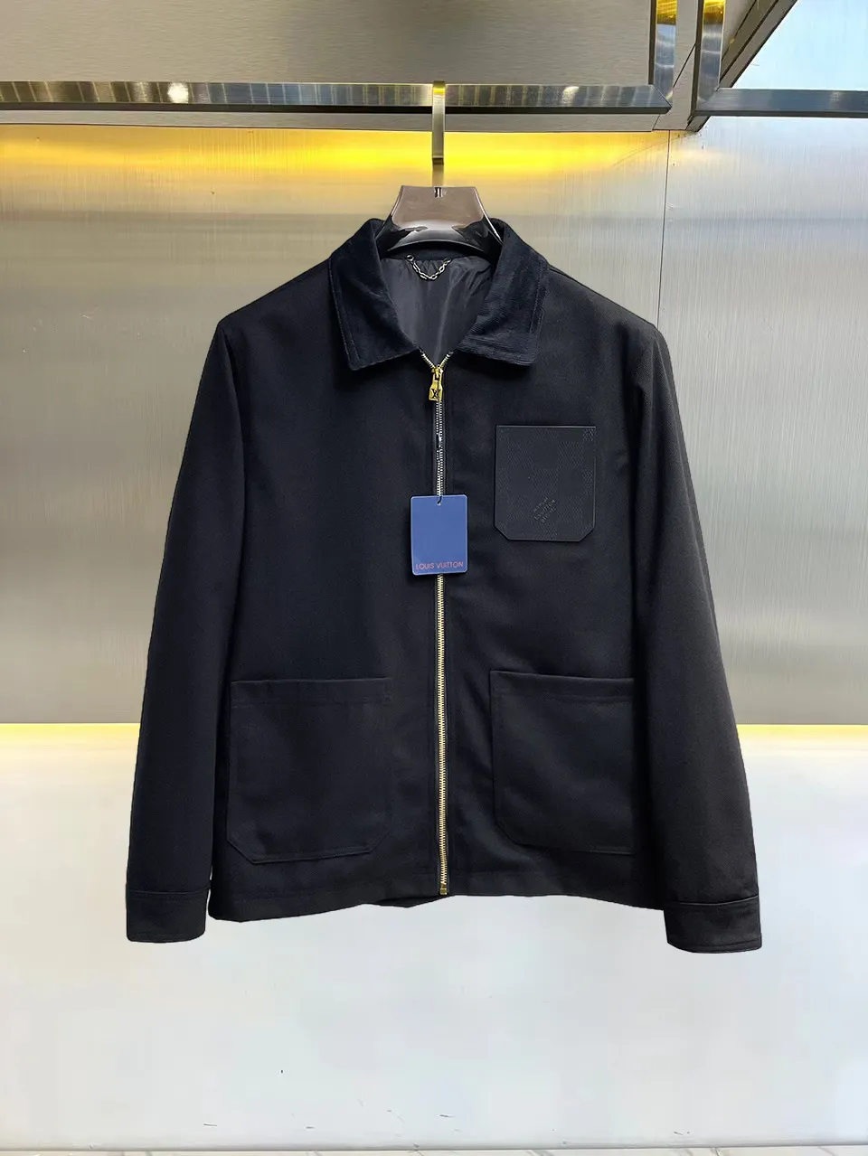 Zip-Up Harrington Jacket with Embossed Pocket D36015079