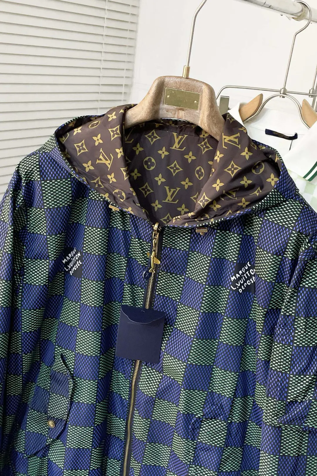 Damier Print Hooded Windbreaker Jacket D36015089 — view 5