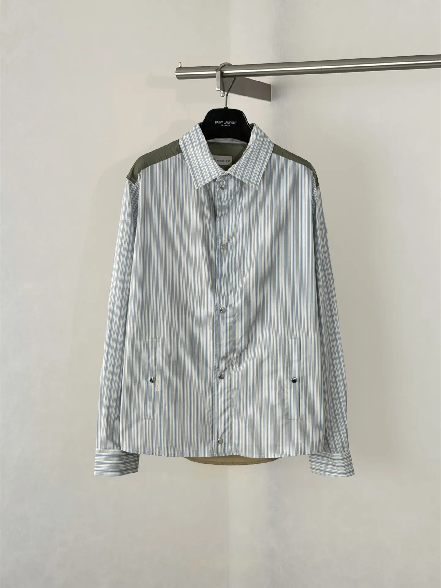 Striped Cotton-Blend Panel Overshirt D36018654