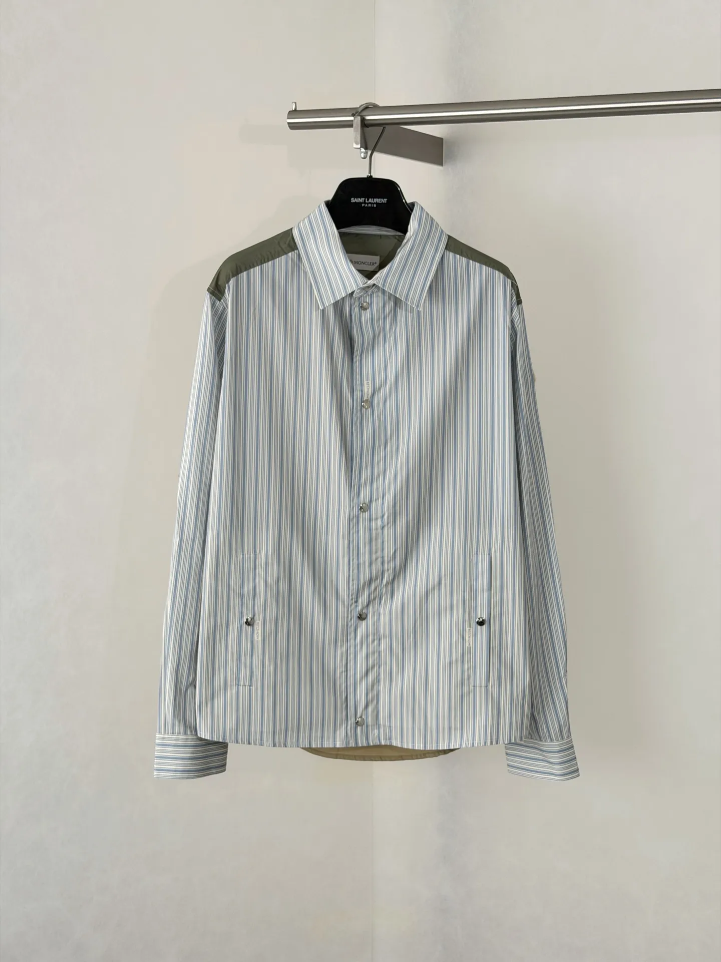 Striped Cotton-Blend Panel Overshirt D36018654