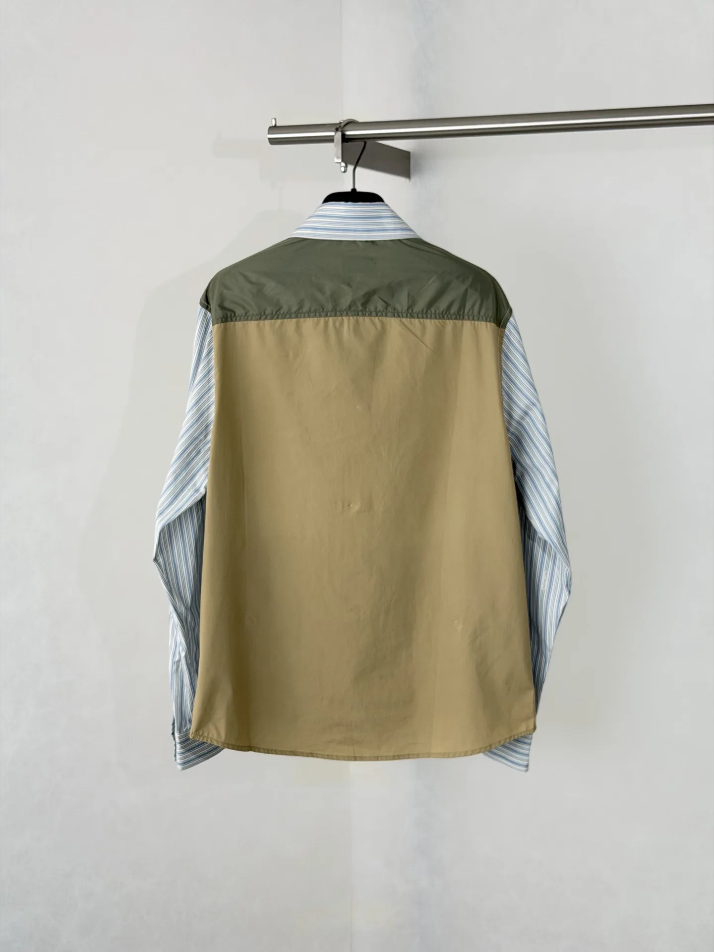 Striped Cotton-Blend Panel Overshirt D36018654 — view 2