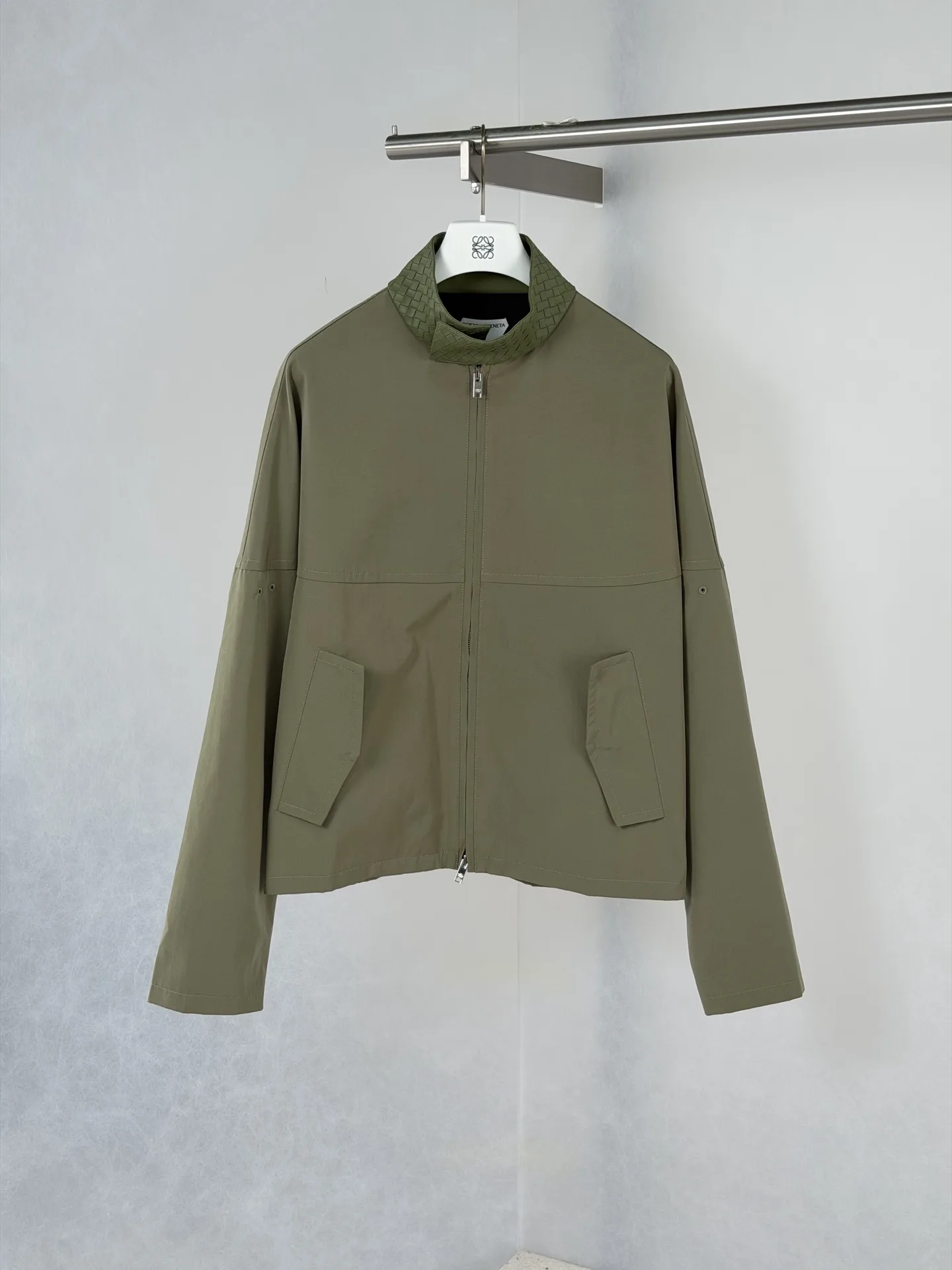 Intrecciato Leather-Trimmed Cotton-Blend Jacket D36521963