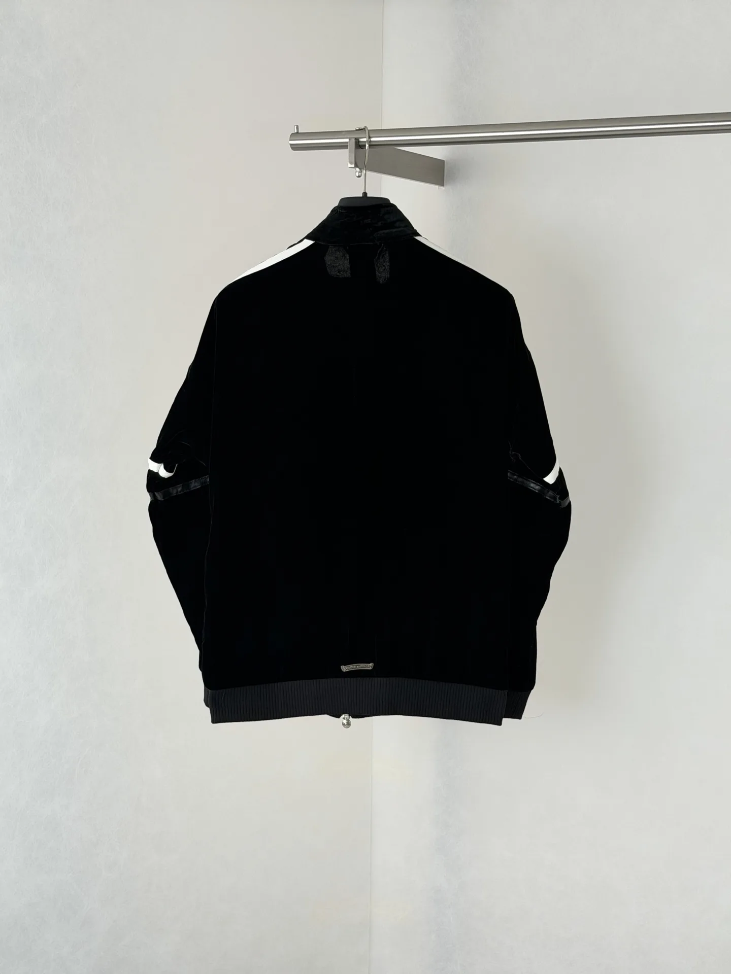 Embroidered Velvet Track Jacket with Leather Trim D36518664 — view 2