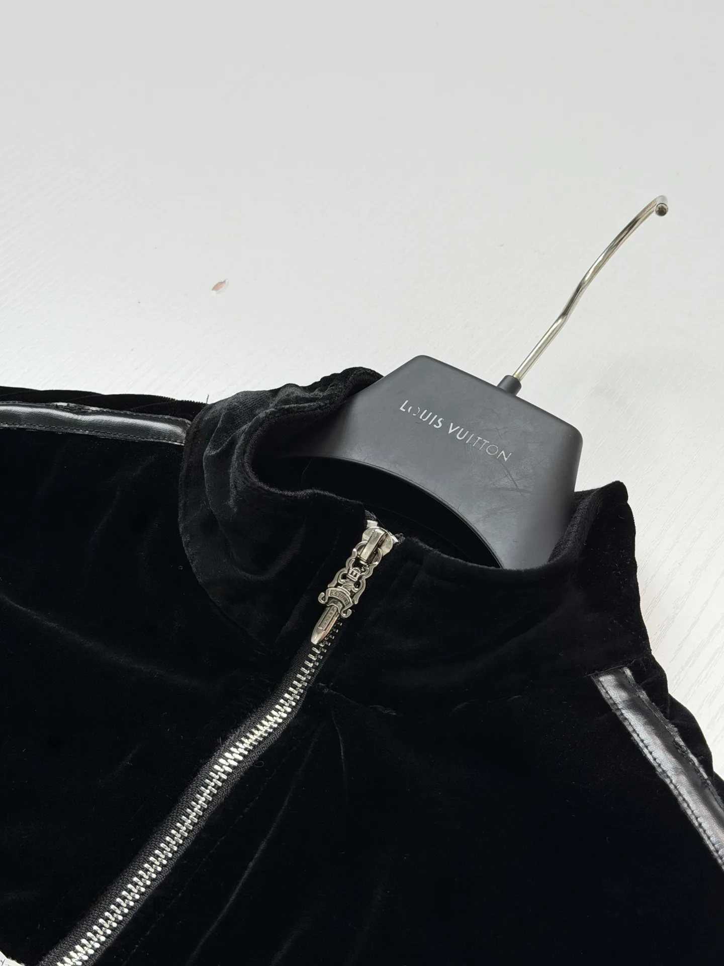 Embroidered Velvet Track Jacket with Leather Trim D36518664 — view 5