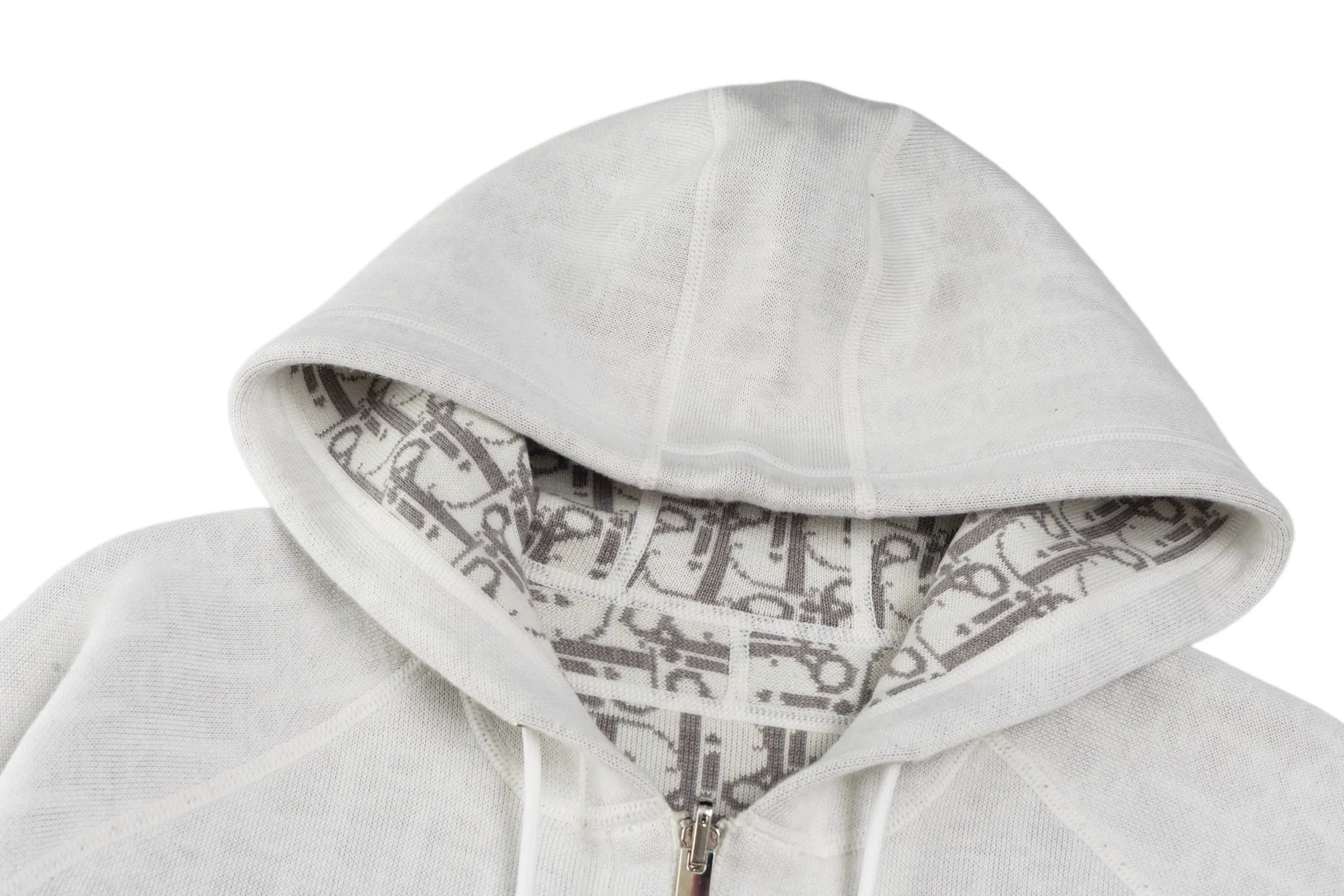 Reversible Oblique Jacquard Cashmere-Blend Hoodie D37022509 — view 3