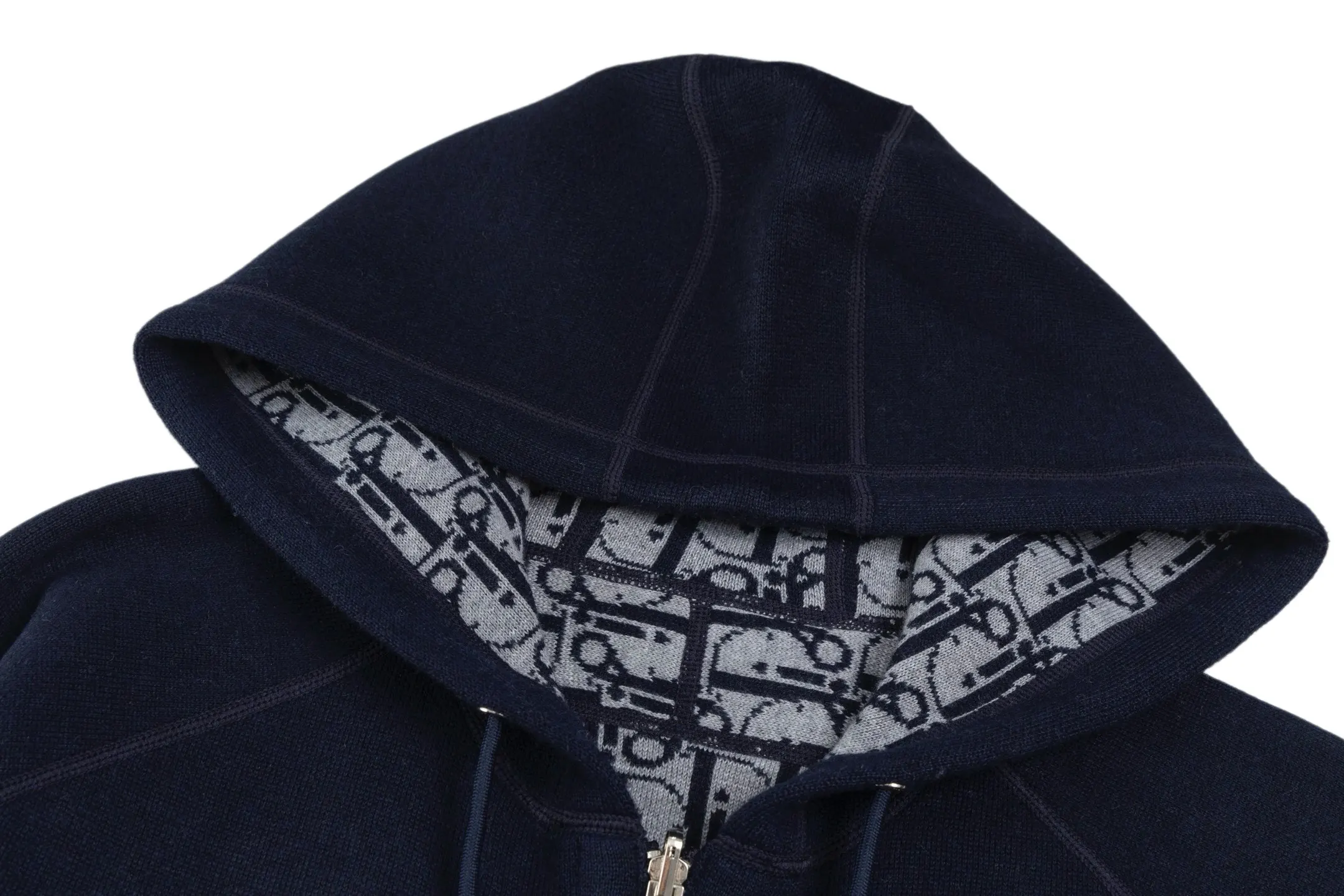 Reversible Oblique Cashmere-Blend Zip-Up Hoodie D37022510 — view 3