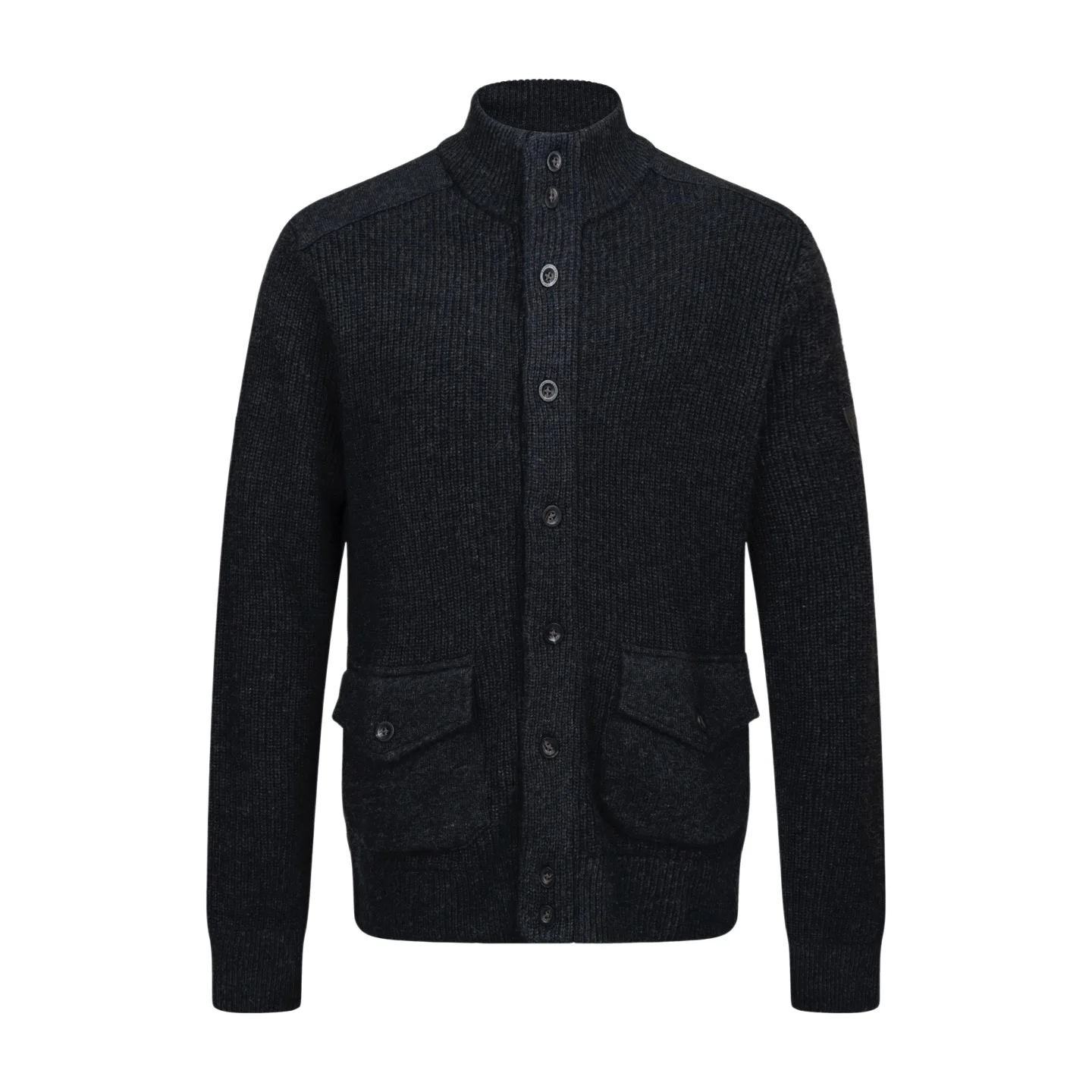 Mock-Neck Buttoned Wool-Blend Knit Jacket D37022462