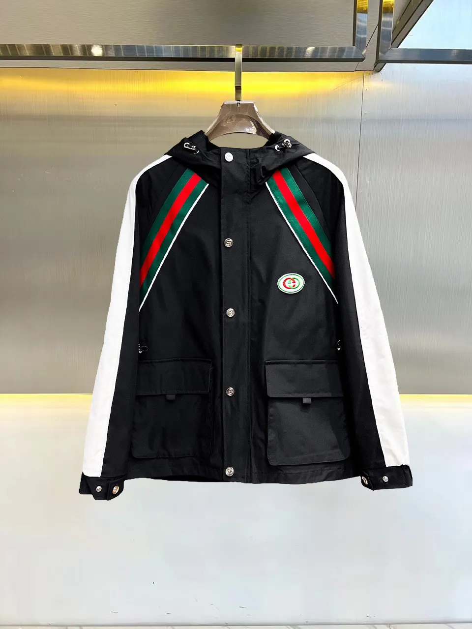 Web-Stripe Hooded Shell Jacket D38015127