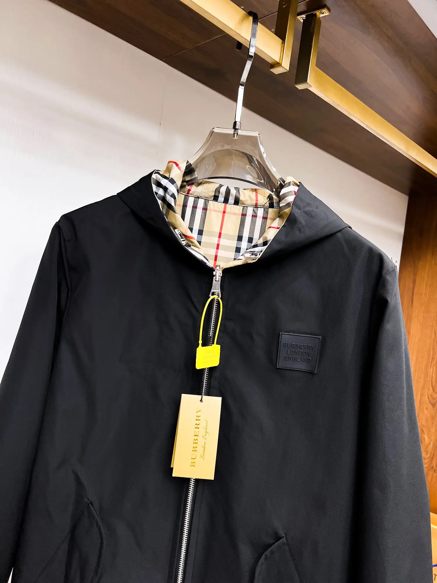 Check Print Hooded Windbreaker Jacket D38015125 — view 11