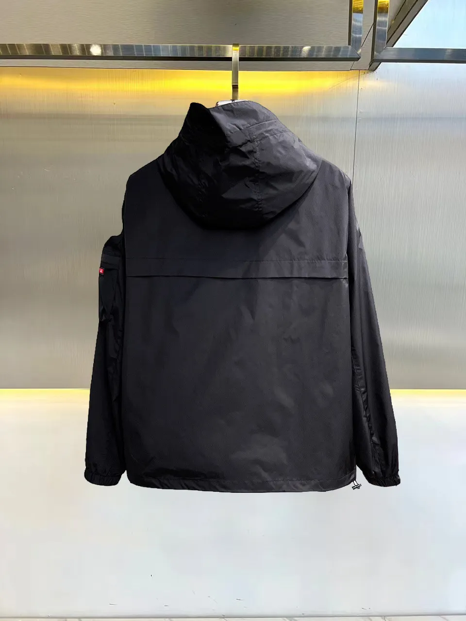 Hooded Nylon Zip-Up Jacket with Arm Pocket D38015109 — view 2