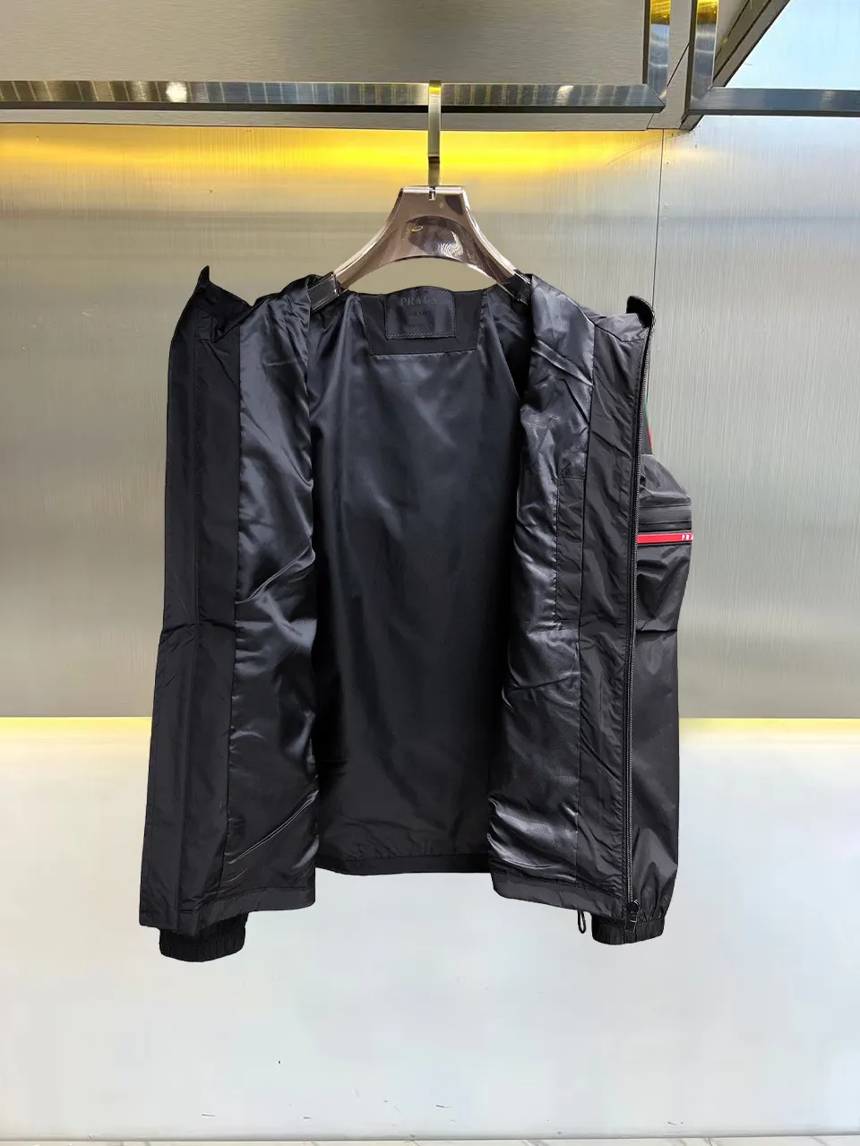 Hooded Nylon Zip-Up Jacket with Arm Pocket D38015109 — view 3