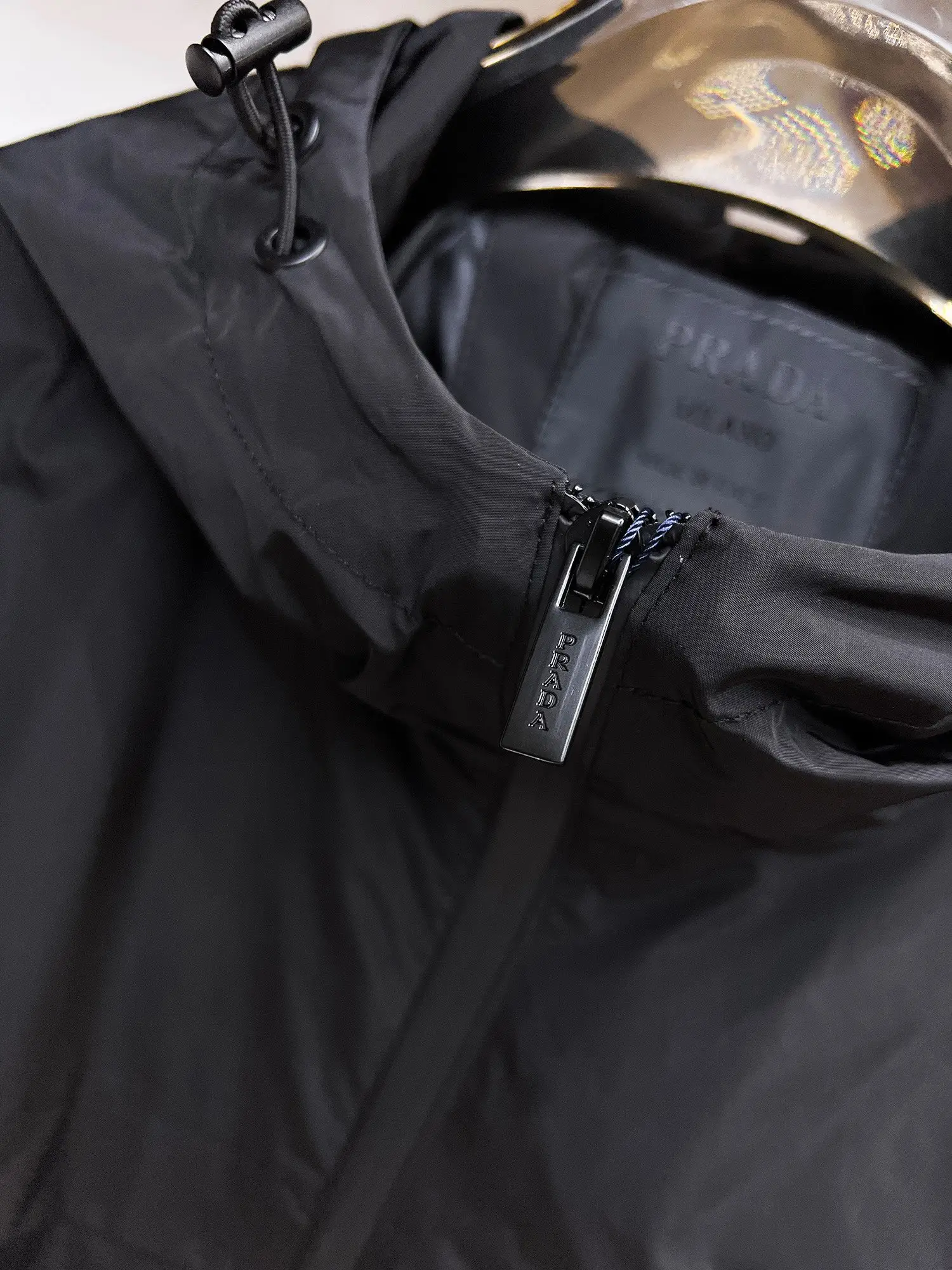 Hooded Nylon Zip-Up Jacket with Arm Pocket D38015109 — view 7