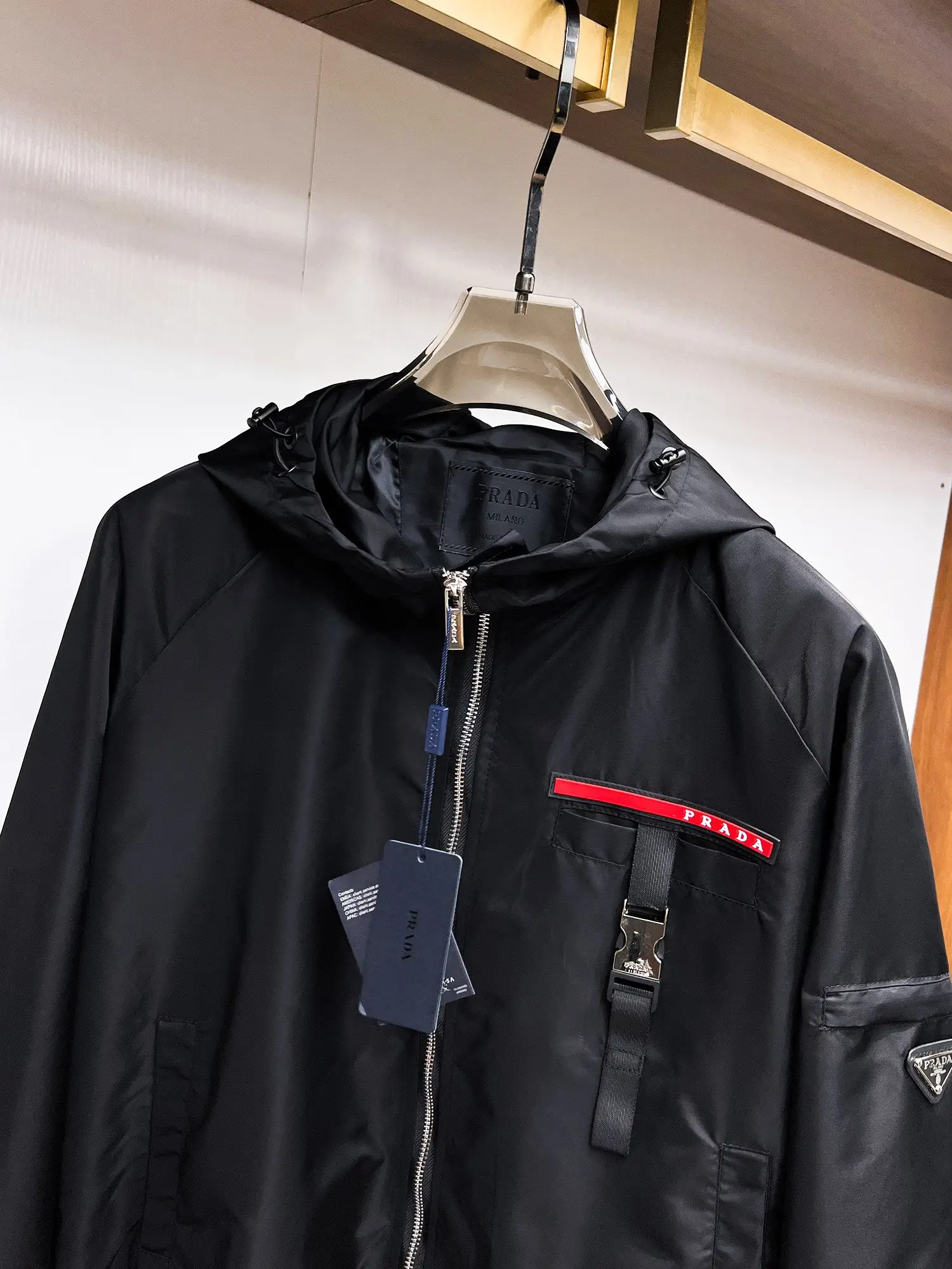Hooded Nylon Gabardine Jacket D38015119 — view 4