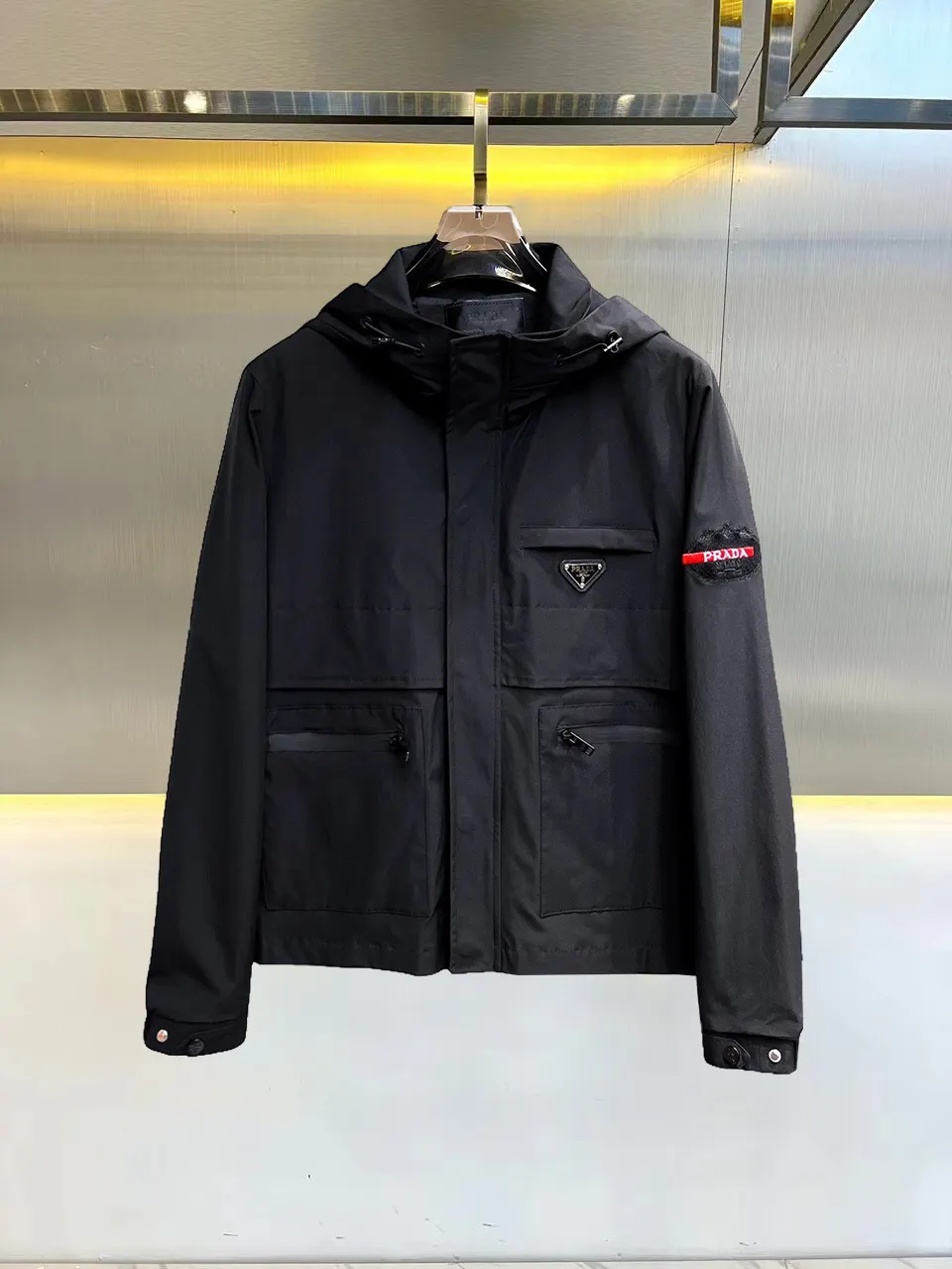 Hooded Technical Fabric Jacket D38015122