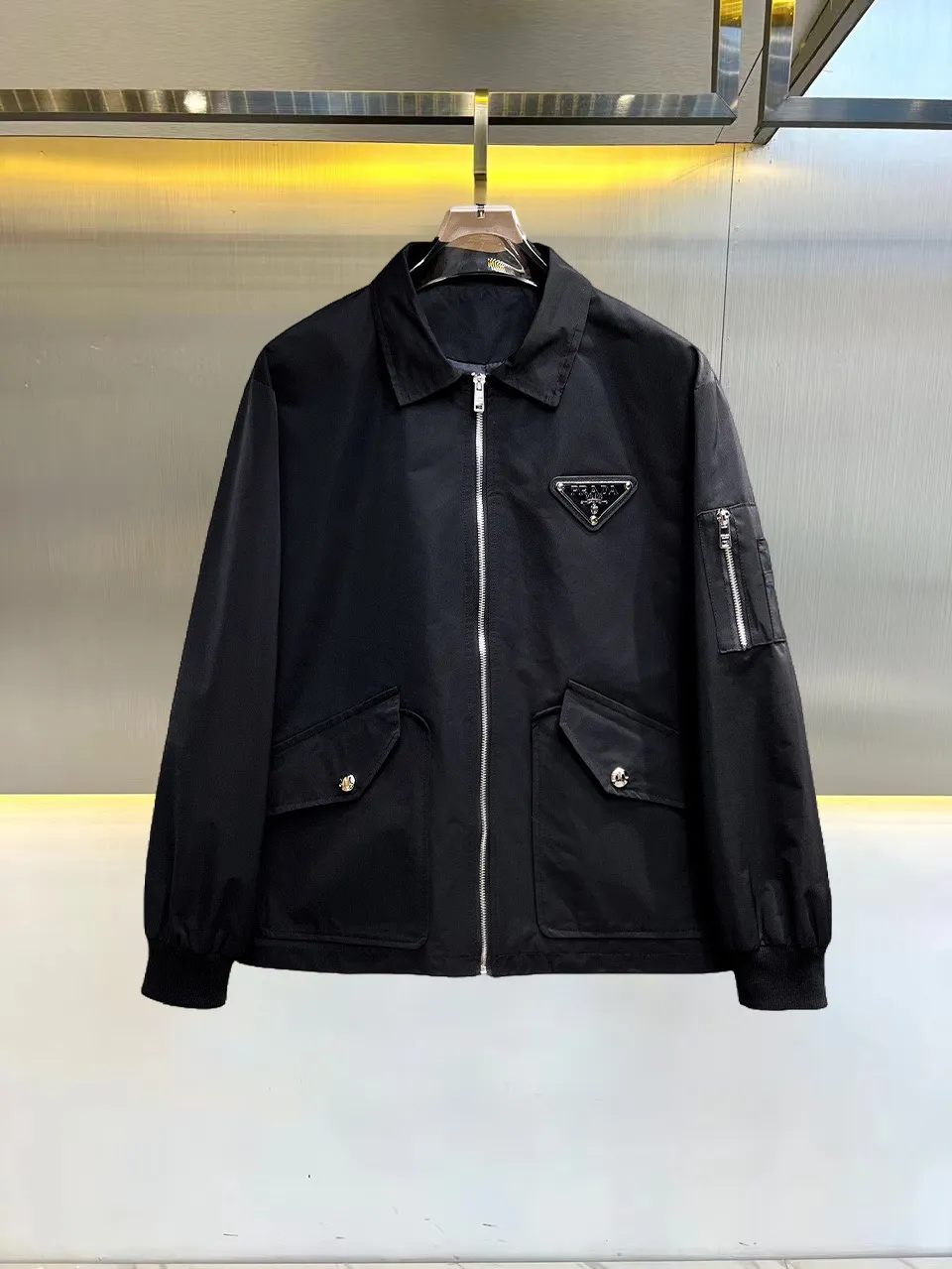 Logo-Appliqué Zip-Up Harrington Jacket D38015140