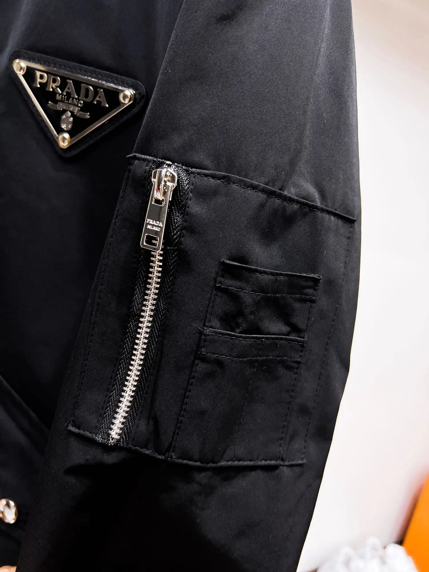 Logo-Appliqué Zip-Up Harrington Jacket D38015140 — view 5
