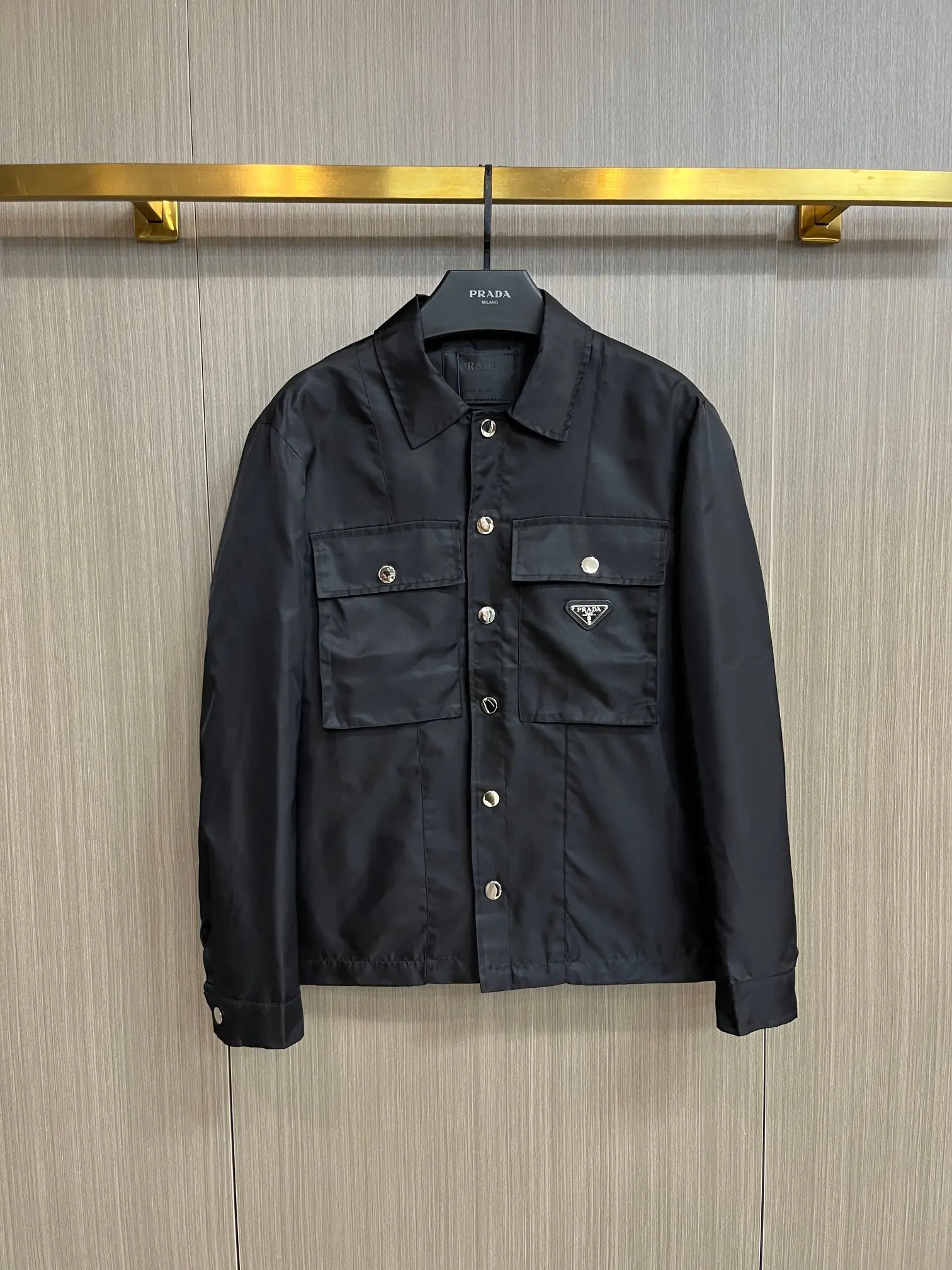 Logo-Plaque Re-Nylon Shirt Jacket D38014796