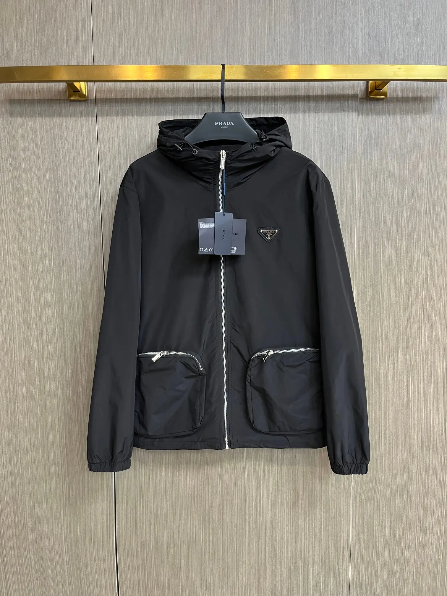 Hooded Technical Fabric Shell Jacket D38014682