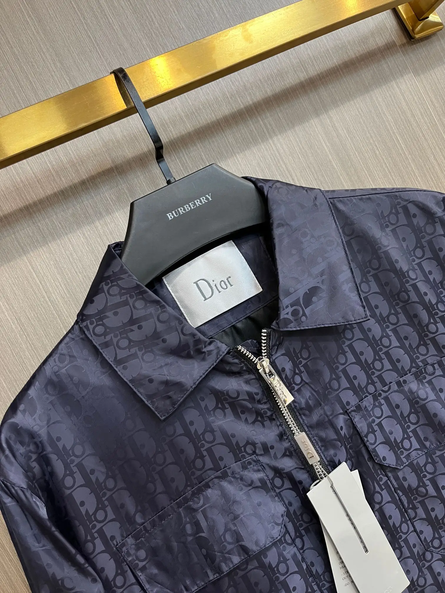 Oblique Jacquard Zip-Up Jacket with Packable Hood D38014801 — view 3