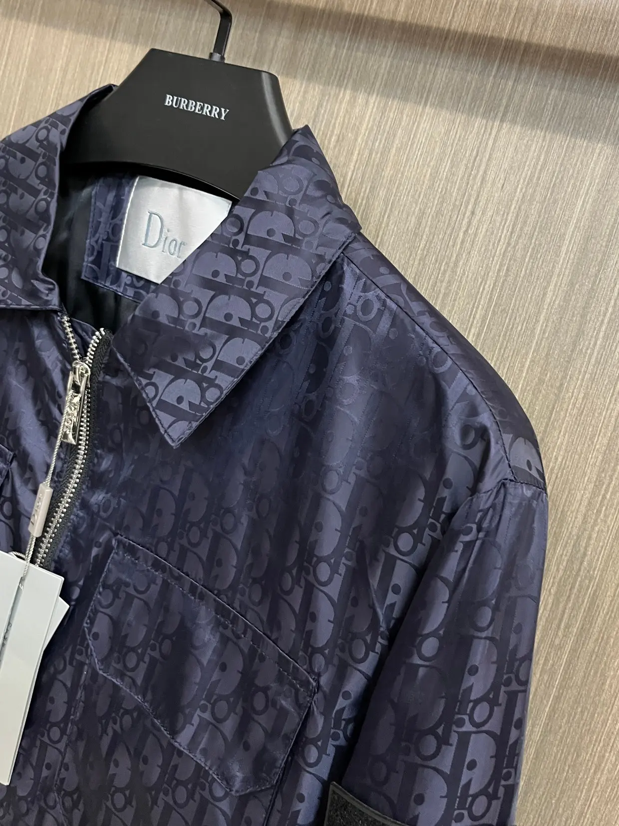 Oblique Jacquard Zip-Up Jacket with Packable Hood D38014801 — view 4