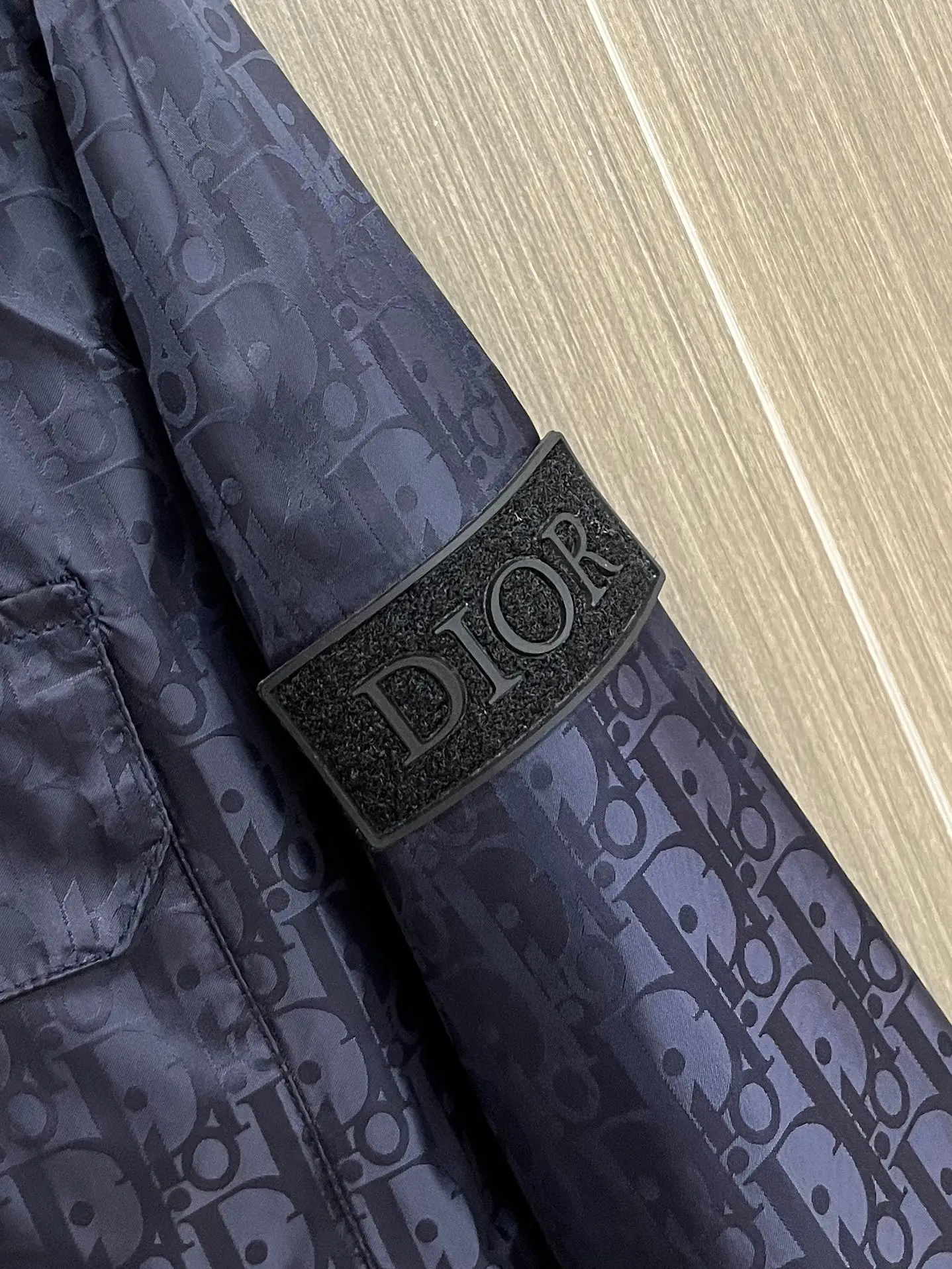 Oblique Jacquard Zip-Up Jacket with Packable Hood D38014801 — view 7