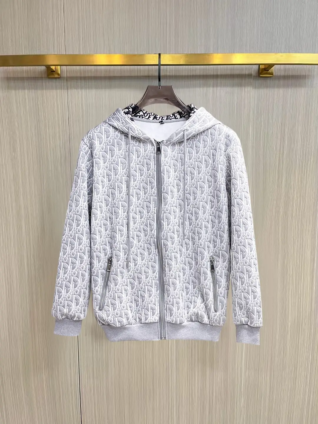 Oblique Jacquard Zip-Up Hoodie D38014751