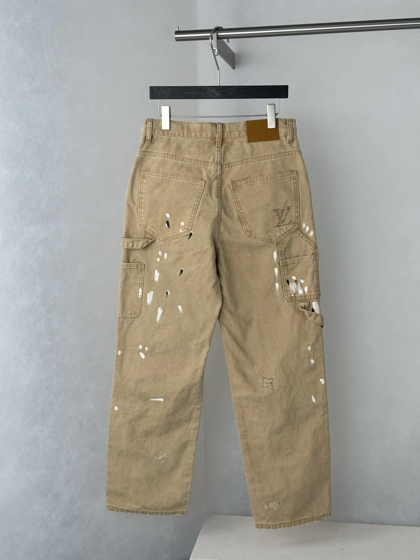 Embroidered Distressed Paint-Splatter Carpenter Trousers D38018698 — view 2