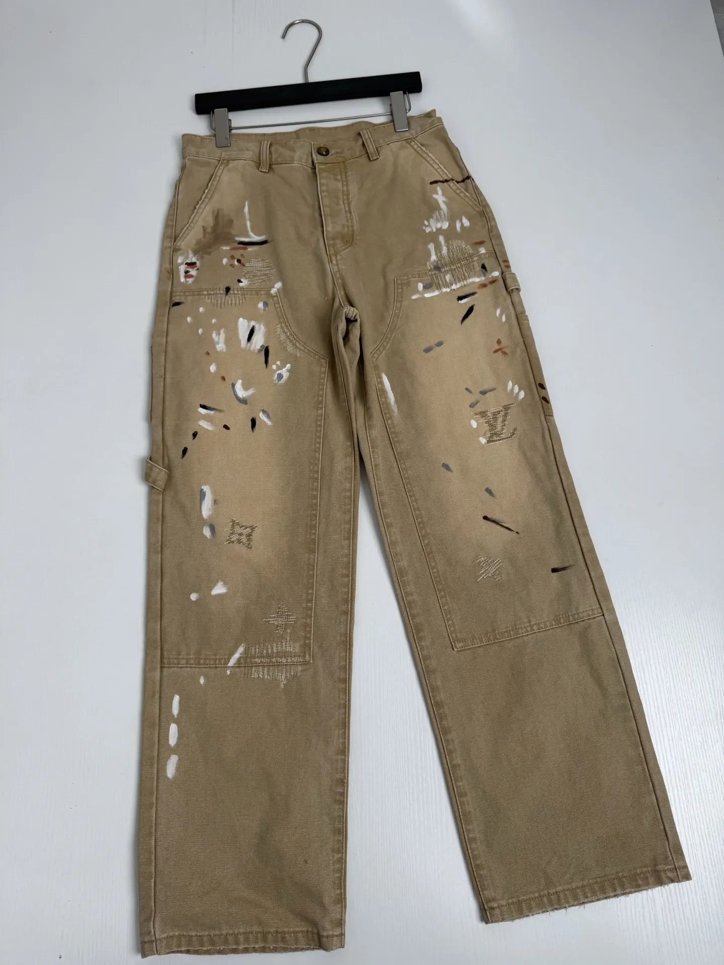 Embroidered Distressed Paint-Splatter Carpenter Trousers D38018698 — view 3