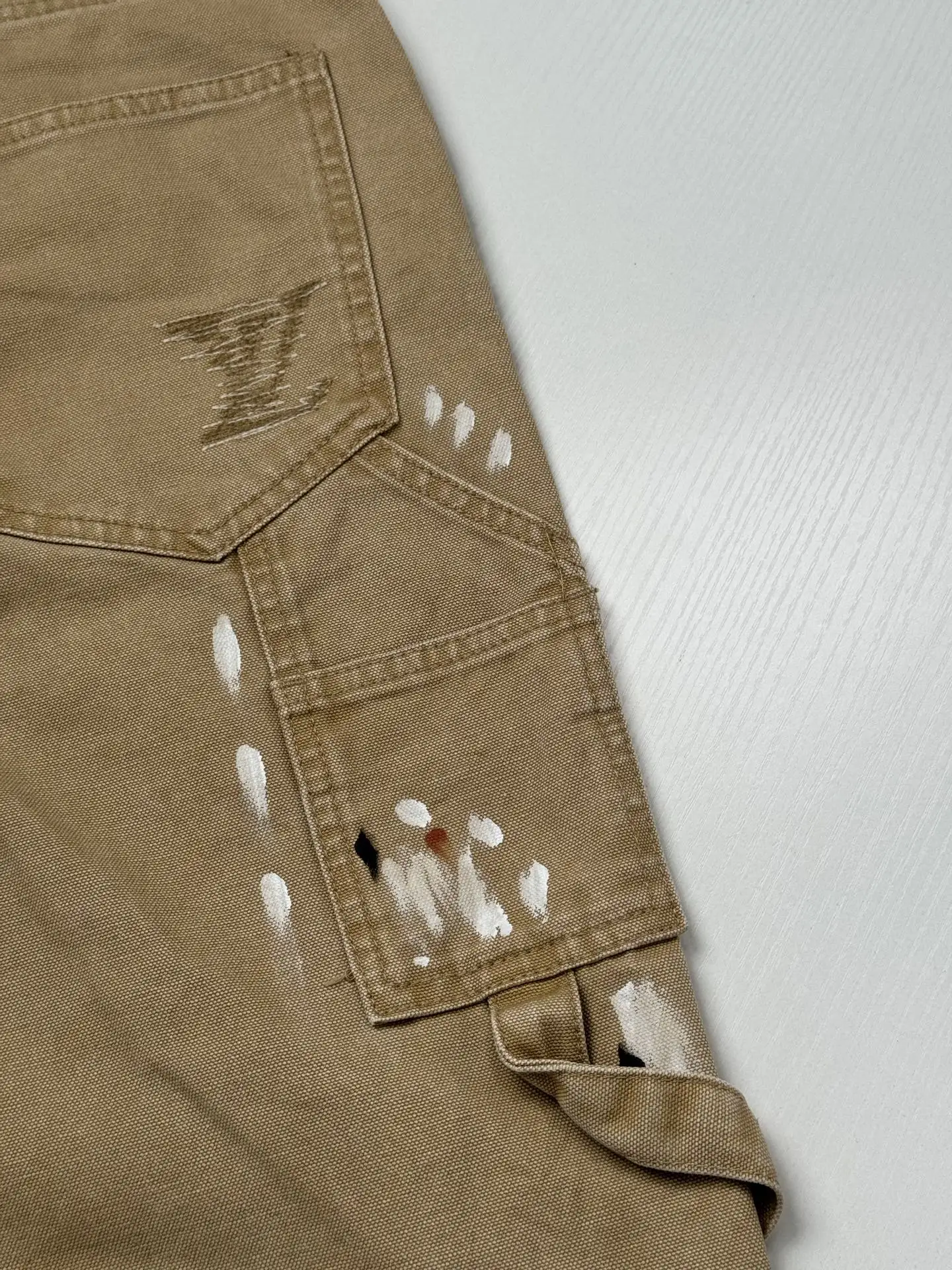 Embroidered Distressed Paint-Splatter Carpenter Trousers D38018698 — view 5