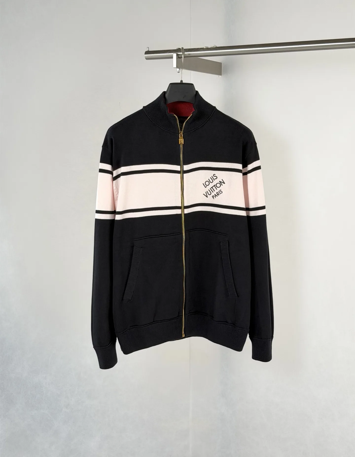 Striped Knit Zip-Up Track Jacket D38022035