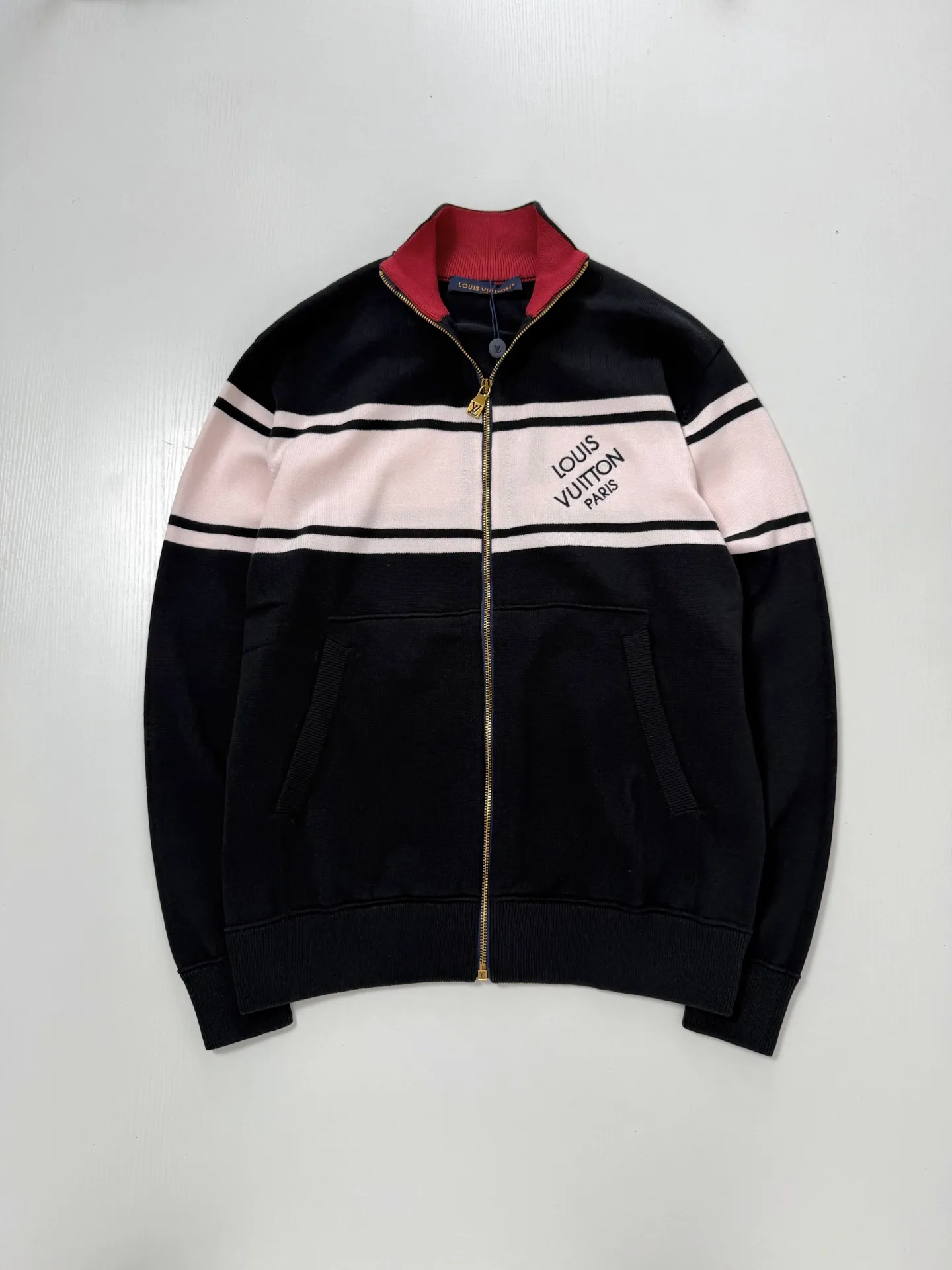 Striped Knit Zip-Up Track Jacket D38022035 — view 3