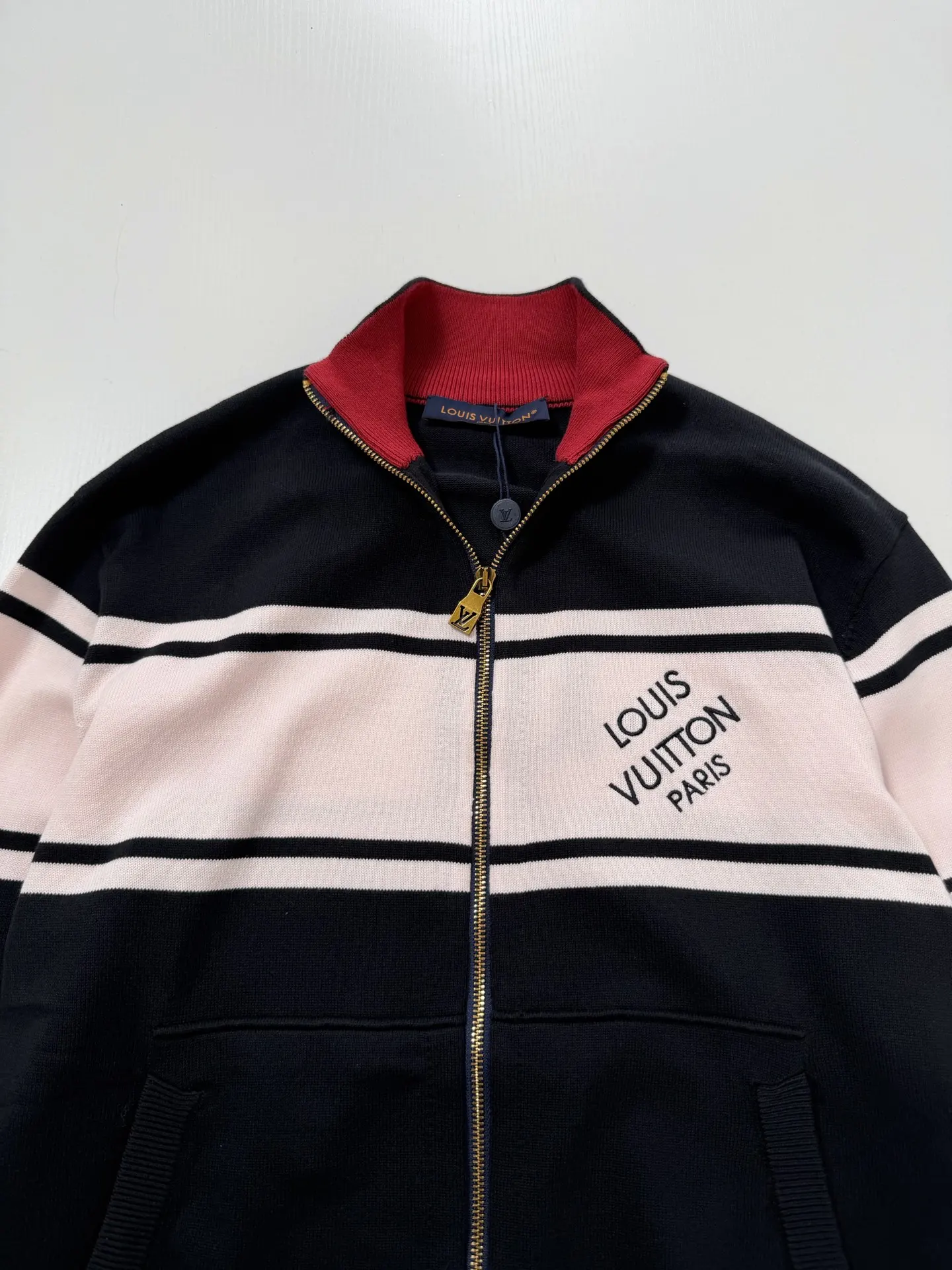 Striped Knit Zip-Up Track Jacket D38022035 — view 4