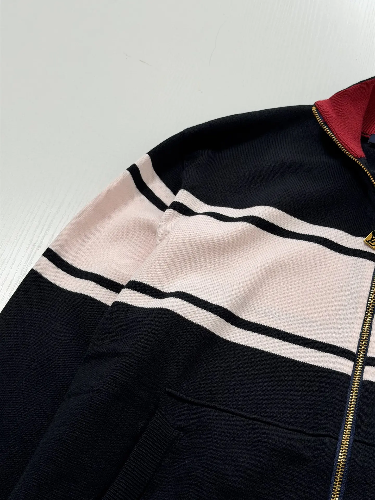 Striped Knit Zip-Up Track Jacket D38022035 — view 5